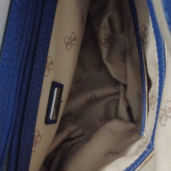 GUESS Varsity pop pinup Flap Backpack Hobo Handbag Blue Bee Charm - Picture 5 of 6